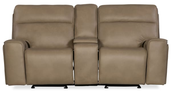 MS - Riverton Power Gliding Console Loveseat With Power Headrest/Lumbar - Brown