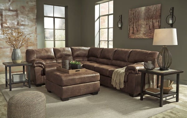 Bladen - Coffee - 4 Pc. - Left Arm Facing Sofa, Armless Chair, Right Arm Facing Loveseat Sectional, Accent Ottoman