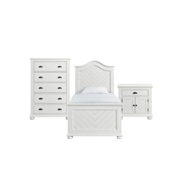 Kona - Twin Panel 3 Piece Bedroom Set - White