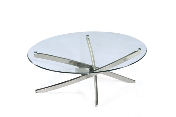 Zila - Oval Cocktail Table -  Brushed Nickel