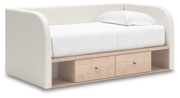 Arloster - Tan / White - Full Upholstered Day Bed With Storage