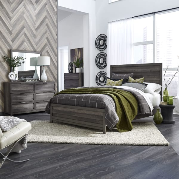 Tanners Creek - 4 Piece Bedroom Set (Queen Panel Bed, Dresser & Mirror, Chest) - Dark Gray