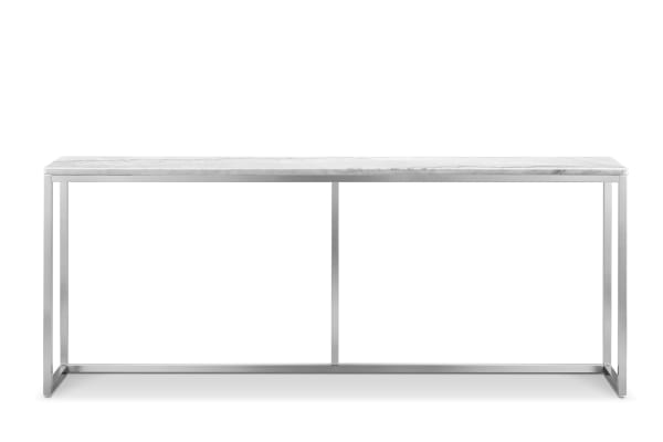 Esme - Rectangular Sofa Table - White Marble And Brushed Nickel
