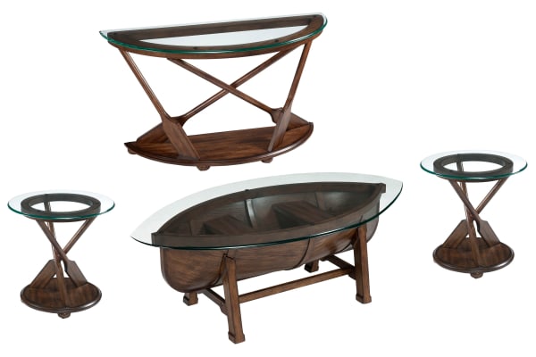 Beaufort - Oval Cocktail Table With 2 End Tables And Demilune Sofa Table - Dark Oak