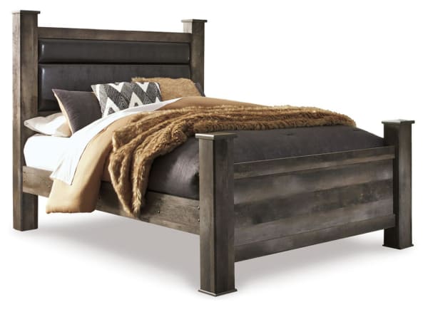 Wynnlow - Queen Upholstered Poster Bed - Gray