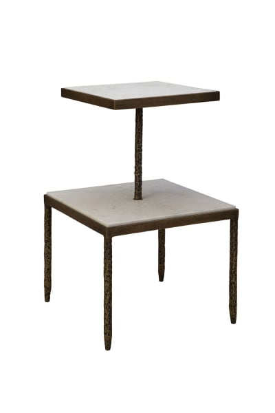 Antony - Side Table - White / Bronze