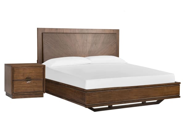 Selena - California King Panel Bed With Nightstand - Brown