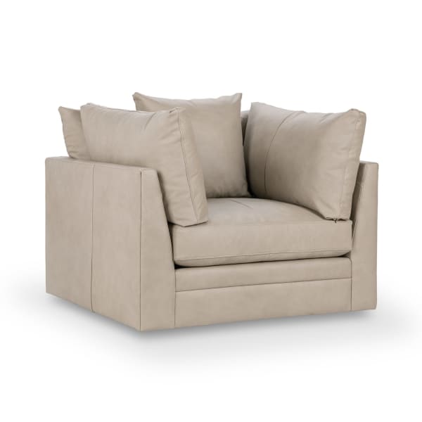 Audrey - Leather Swivel Chair - Landscape Brown