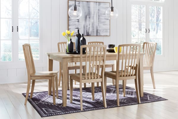 Gleanville - Light Brown - 7 Pc. - Rectangular Dining Room Table, 6 Side Chairs