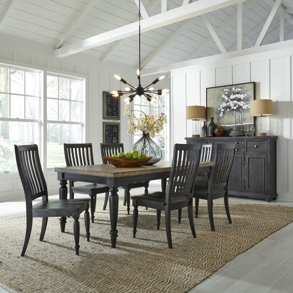 Harvest Home - 7 Piece Rectangular Table Set - Black