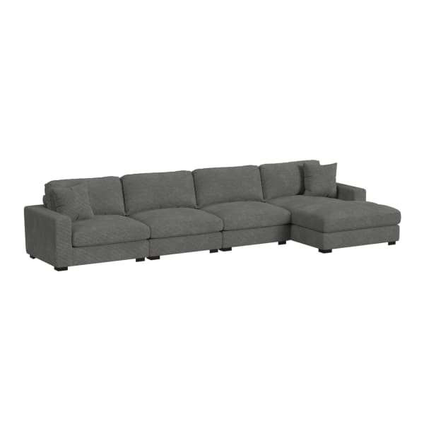 Arizona - Modular 4 Piece Sectional Set With RHF Chaise - Steno Charcoal