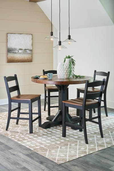 Valebeck - Multi - 6 Pc. - Counter Height Dining Table, 4 Barstools