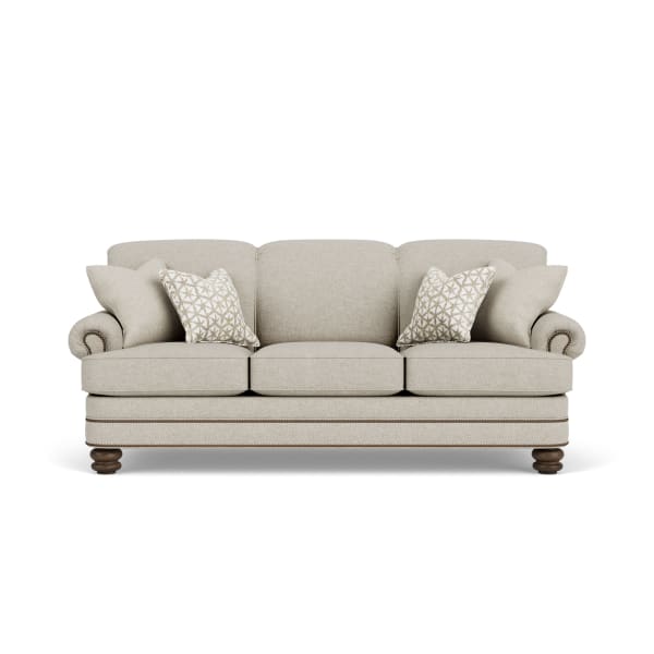 Bay Bridge - Fabric Sofa, Nailhead Trim - Light Gray