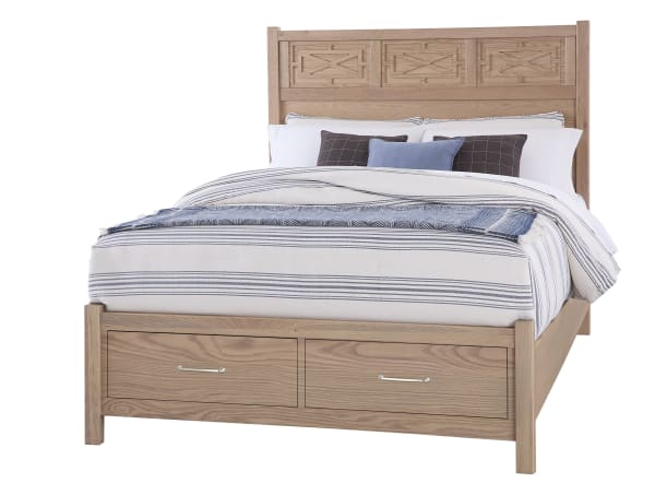 Tide & Timber - Queen - Fretwork Panel Storage Bed - Clear Oak