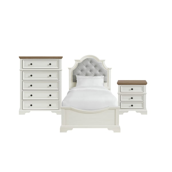 Eastwood - Youth Twin Upholstered 3 Piece Bedroom Set - White
