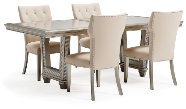 Chevanna - Platinum - 5 Pc. - Dining Room Table, 4 Side Chairs