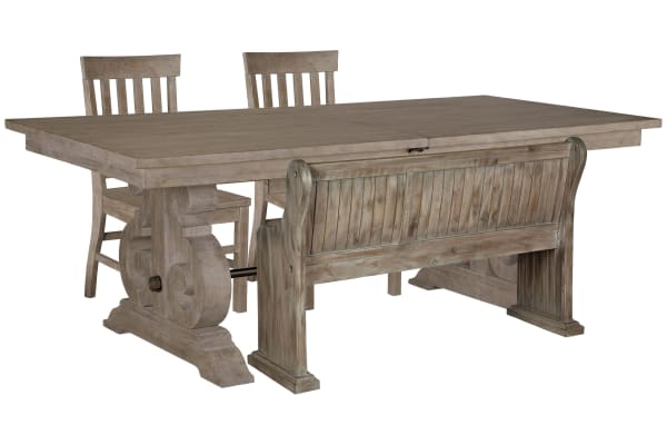 Tinley Park - Extendable Rectangular Dining Table With 2 Side Chairs And Bench - Dove Tail Gray
