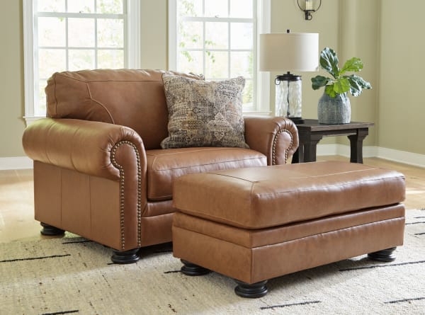 Carianna - Caramel - 2 Pc. - Chair And A Half, Ottoman