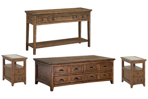 Bay Creek - Lift Top Storage Cocktail Table With 2 Chairside End Tables And Sofa Table - Toasted Nutmeg