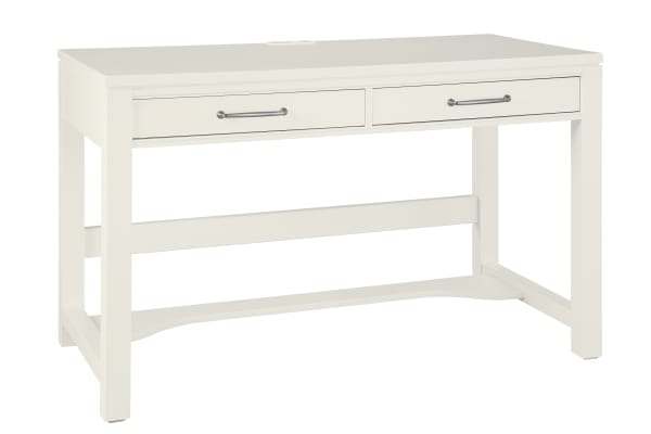 Tide & Timber - 2 Drawer Desk With Multi Charging Outlets - Soft White Maple