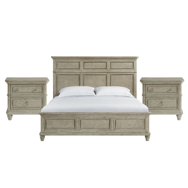 Whit-Ash - King 3 Piece Bedroom Set - Light Gray