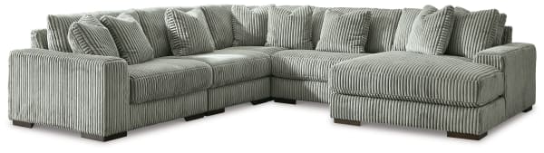 Lindyn - Fog - Right Arm Facing Corner Chaise 5 Pc Sectional