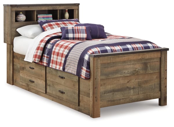 Trinell - Twin Bookcase Bed With 2 Storage Drawers - Brown