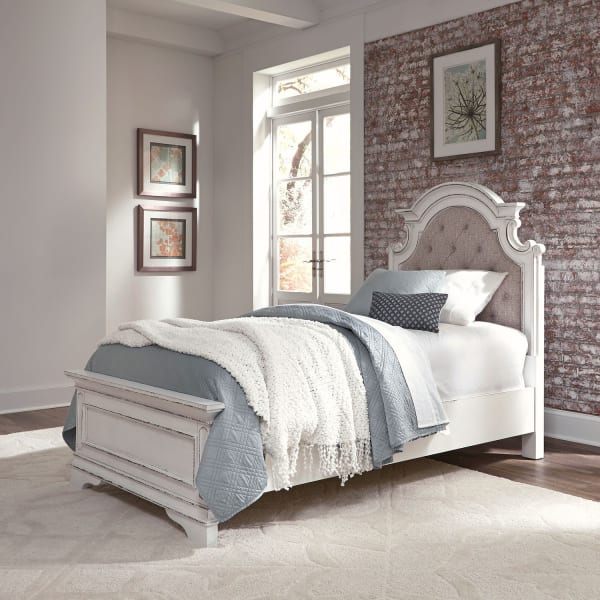 Magnolia Manor - Twin Upholstered Bed - White