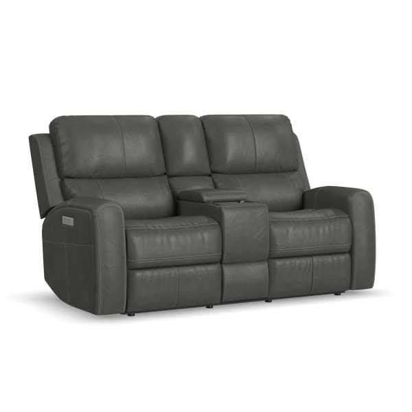 Linden - Power Reclining Loveseat With Console & Power Headrests & Lumbar - Charcoal