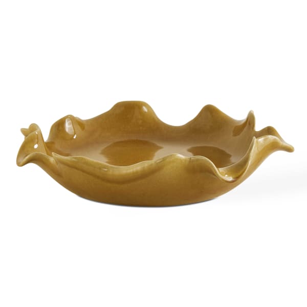 Golden Crest Ruffle - Indoor-Outdoor Bowl - Brown