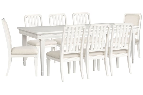 Willowbrook - Extendable Rectangular Dining Table With 6 Side Chairs And 2 Upholstered Side Chairs - Egg Shell White