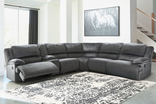 Clonmel - Charcoal - 6-Piece Reclining Sectional