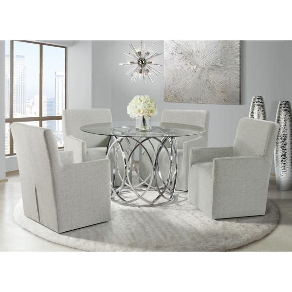 Merlin - Standard Height 5 Piece Dining Set - Table And Four Arm Chairs - Gray
