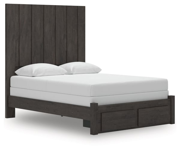 Fraluna - Charcoal - Queen Panel Storage Bed