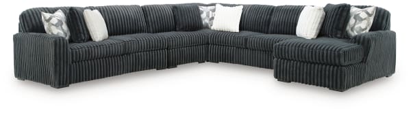 Midnight-Madness - 5-Piece Sectional With RAF Corner Chaise And LAF Sofa - Gunmetal