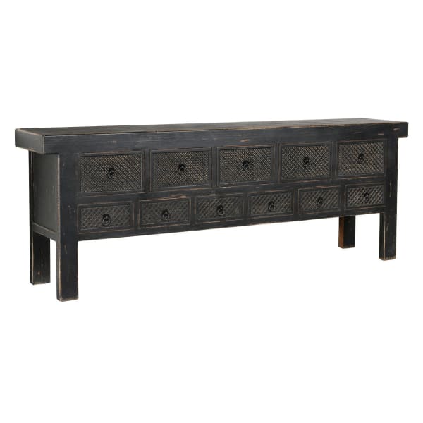Lahey - 11 Drawer Console Table - Antique Black