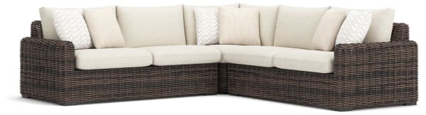 Kimora - 3-Piece Outdoor Sectional - Beige / Dark Brown