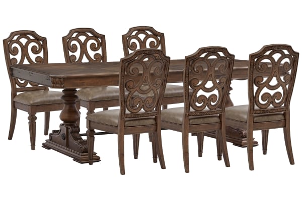 Durango - Extendable Trestle Dining Table With 6 Side Chairs - Willadeene Brown