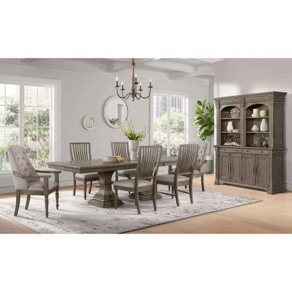 Kings Court - 7 Piece Standard Height Dining Set (Rectangular Table, Four Chairs And Two Arm Chairs) - Gray