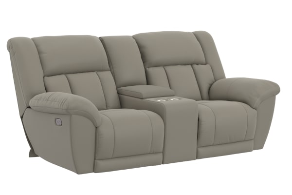 Sentinel - Power Lay Flat Reclining Console Loveseat With Extended Ottoman - Smoke