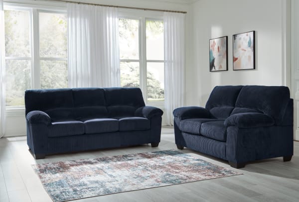 SimpleJoy - 2 Pc. - Sofa, Loveseat - Navy