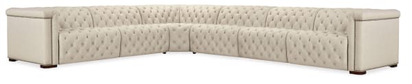 Savion - Deux 6 Seat Sectional With Three Power Recliners And Seven Power Headrests - Beige