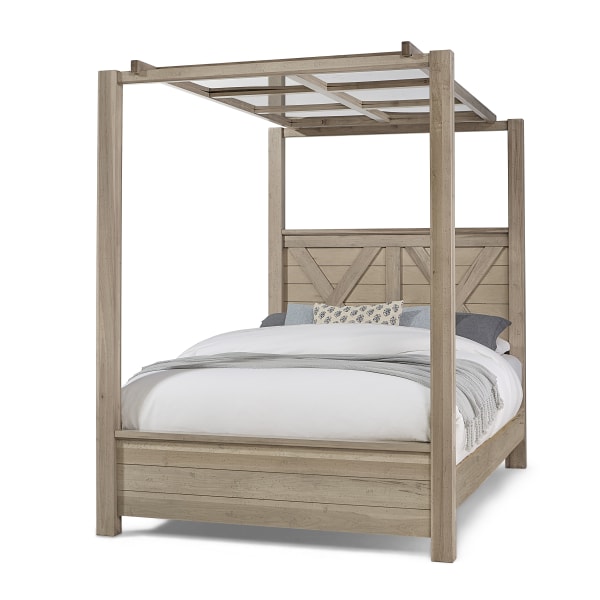 Cool Rustic - King Bed With Mirrored Canopy - Clear Maple