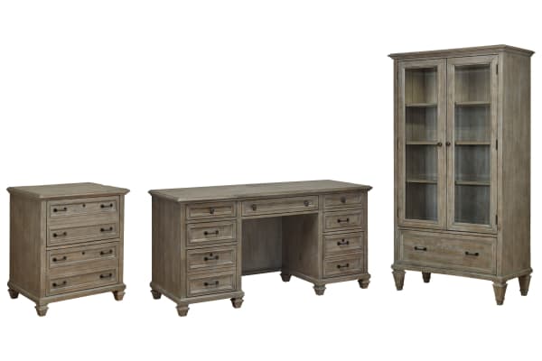 Lancaster - Credenza With Lateral File And Door Bookcase - Dovetail Gray