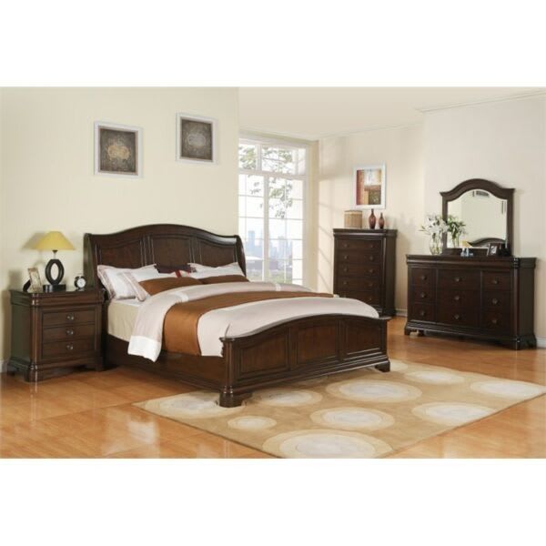Cameron - Queen Panel 4 Piece Bedroom Set - Cherry