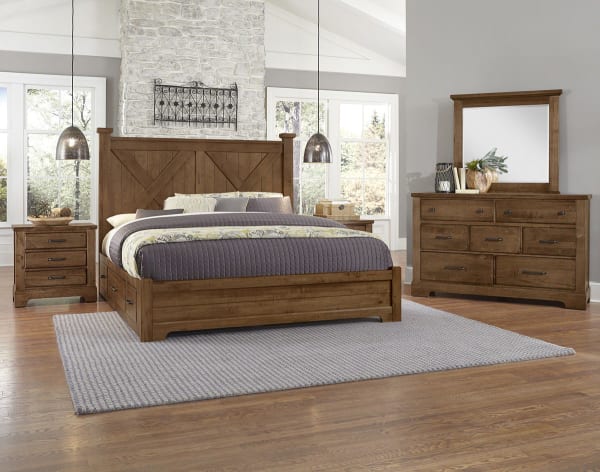 Cool Rustic - Cool Rustic King X Bed with 2 Sides Storage Natural