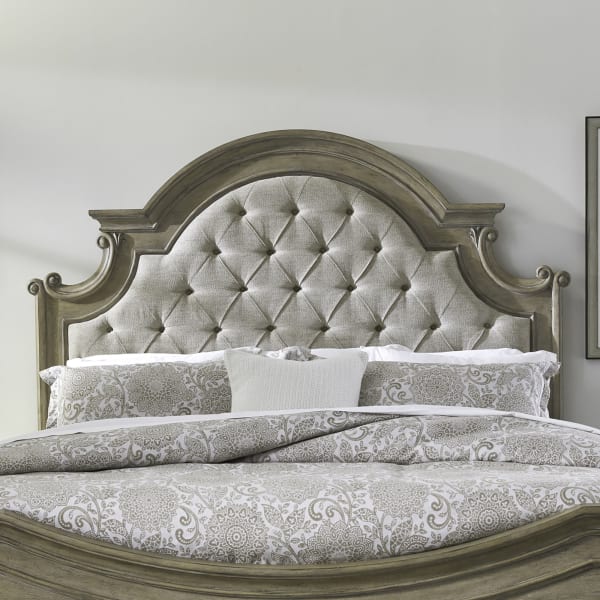 Magnolia Manor - King Upholstered Panel Headboard - Light Brown