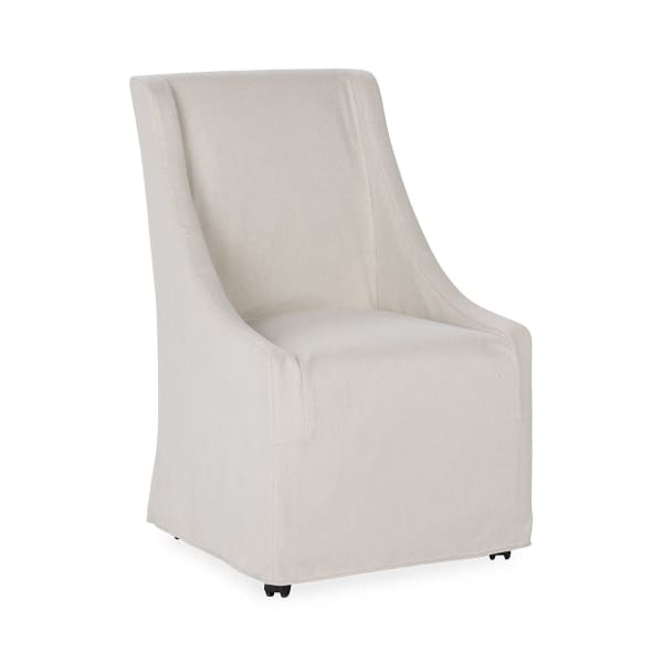 Warwick - Upholstered Rolling Dining Chair - Stone Beige