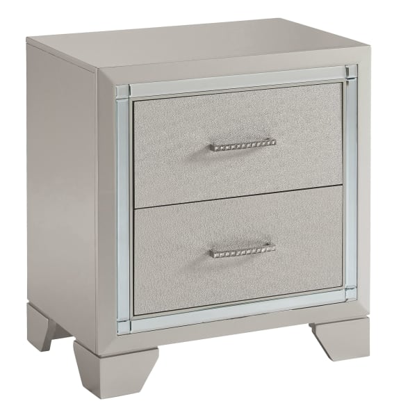 Lonnix - Silver Finish - Two Drawer Night Stand