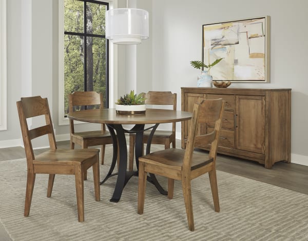 Crafted Cherry - 48" Round Dining Table With Metal Pedestal - Medium Cherry